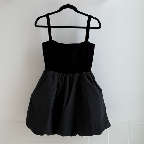 AMANDA UPRICHARD Christine Velvet & Puff Skirt Mini Dress, Black, NWT - Picture 6 of 10